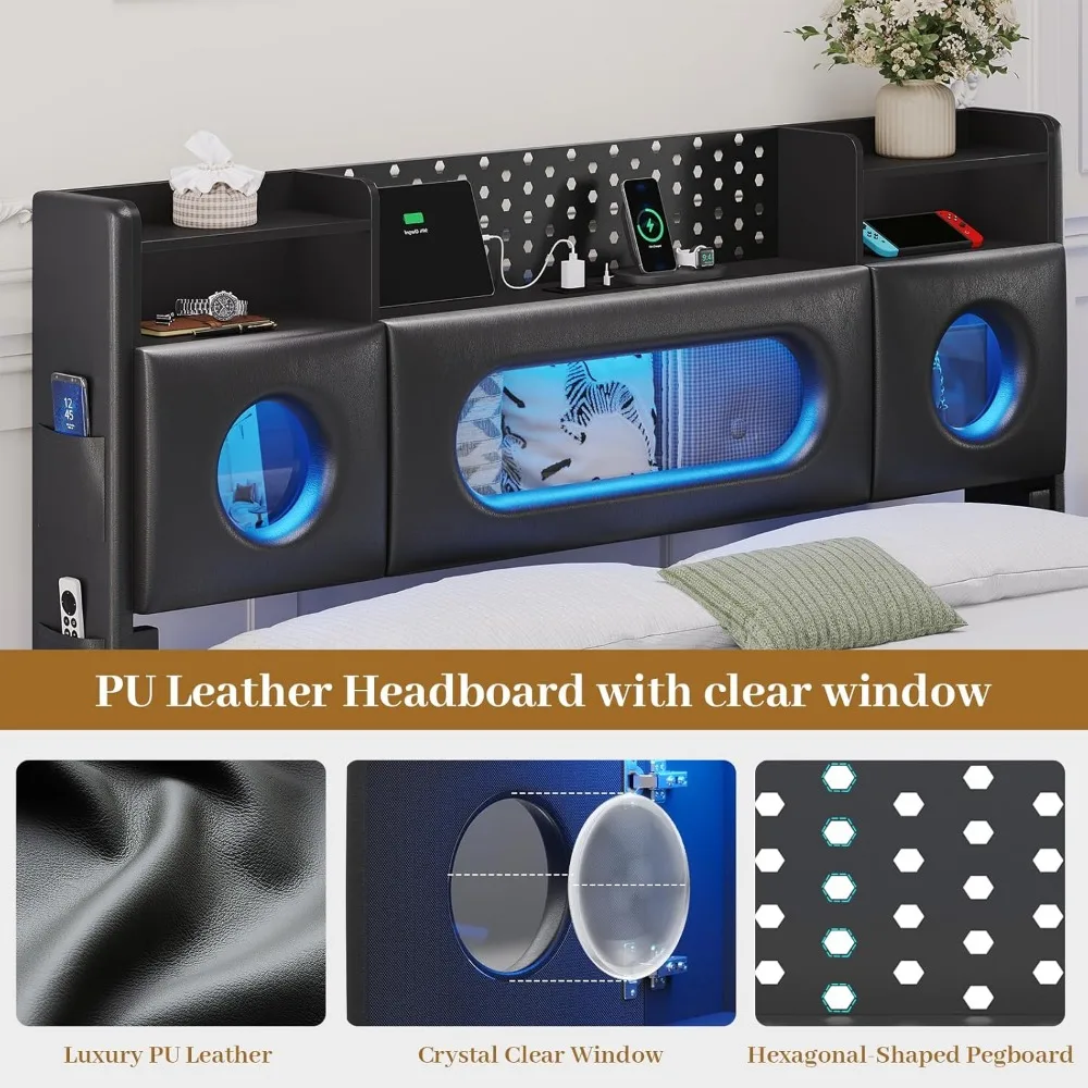 Queen Floating Storage Bed 6