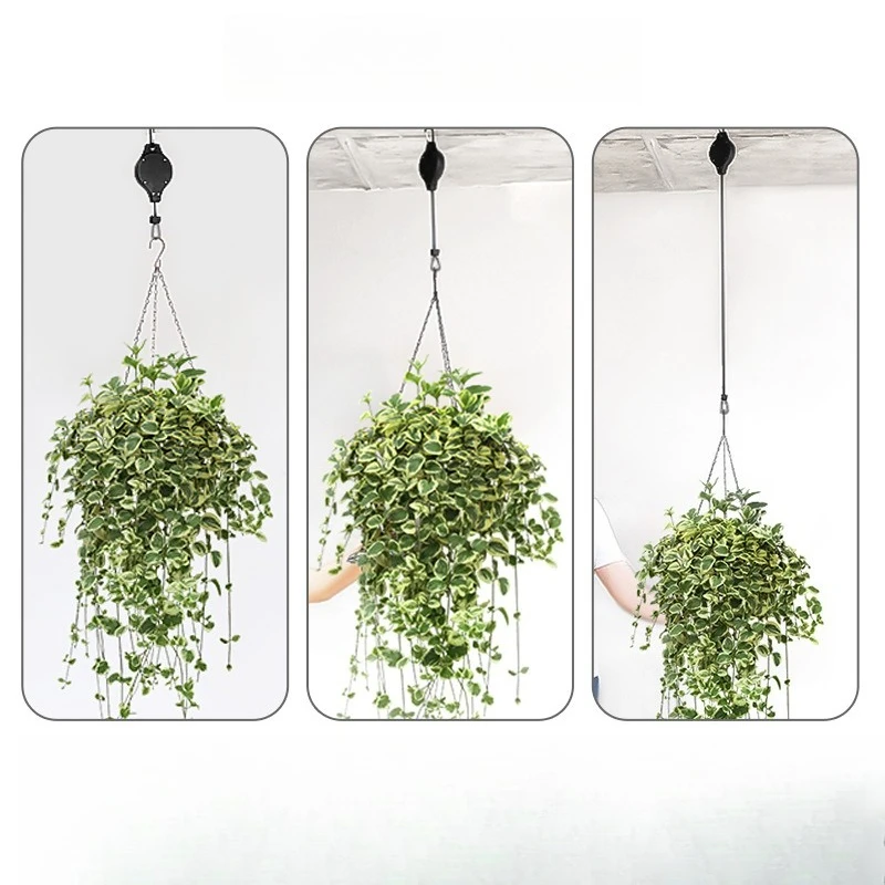 Retractable Plant Hanger with Easy Reach for Bird Cages, Feeders, and Planters