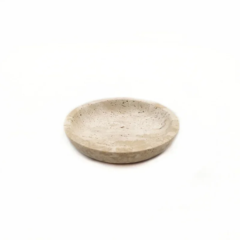 1pcs D12x2.5cm Natural Cave Stone Trinkets Jewelry Plate Marble Tray Aromatherapy Dessert Soap Travertine Vintage 5