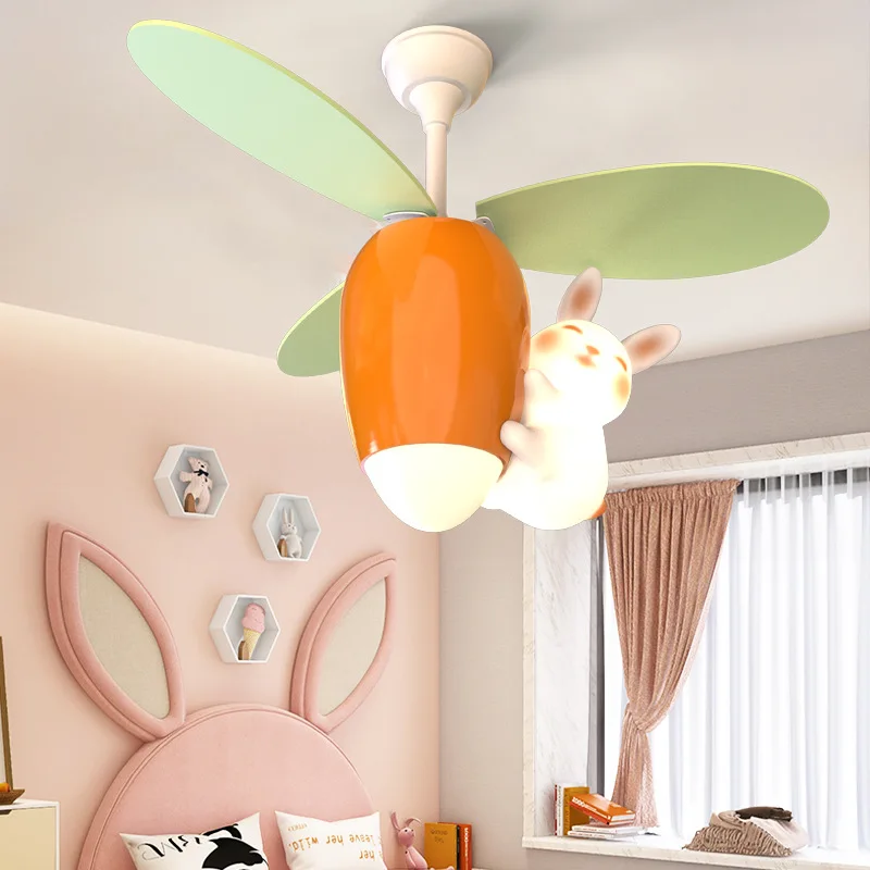 Lámpara de ventilador de techo con forma de helicóptero para habitación de  niños, ventilador silencioso con diseño de conejo de dibujos animados para  habitación de niño y niña - AliExpress