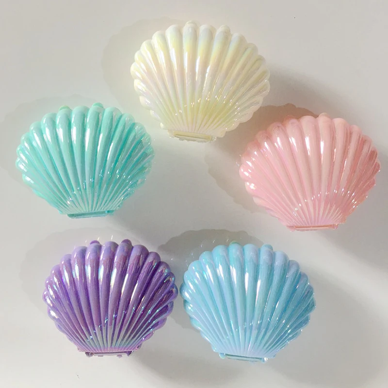 5pcs 귀여운 금속 쉘 플라스틱 사탕 상자 메이크업 보석 저장 상자 웨딩 생일 베이비 샤워 선물 상자 파티 호의 장식