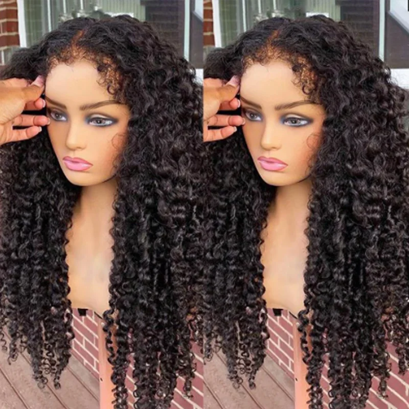 

Soft 26“ Long Kinky Curly Natural Black 180Density Lace Front Wig For Women Babyhair Preplucked Heat Resistant Fiber Glueless