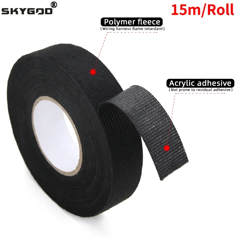 1/3/5 roll Heat-resistant Adhesive Cloth Fabric Tape 9-50mm For Automotive Cable Tape Harness Wiring Loom Electrical Heat Tapes