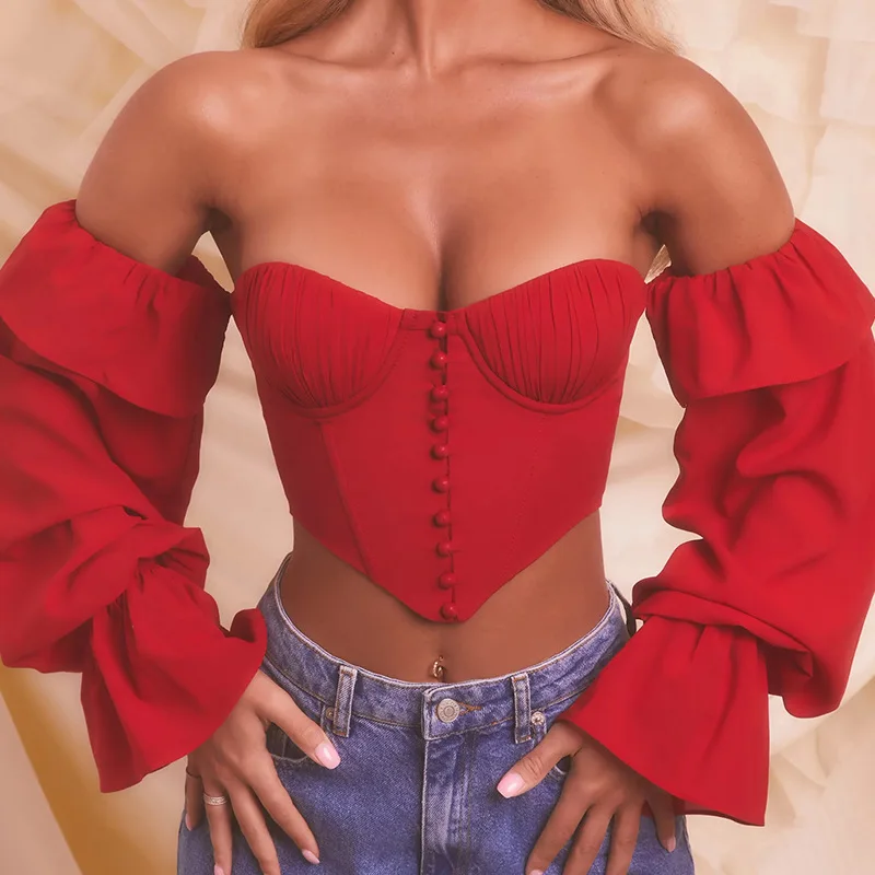 

Women S Shirt Women S Short Long Sleeved Solid Color Sexy Wrapped Chest Top