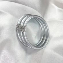  High Quality Jewelry Silver Color Glitter Foil Bracelet for Women Elegant Silicone Bangles Mens Gift Designer Bracelet Wholesale 