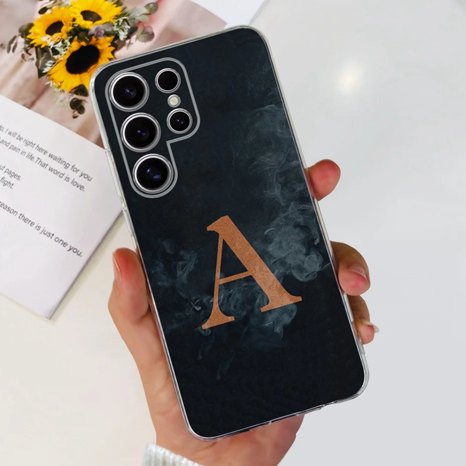 Floral Letter Design Soft Silicone TPU Bumper Case