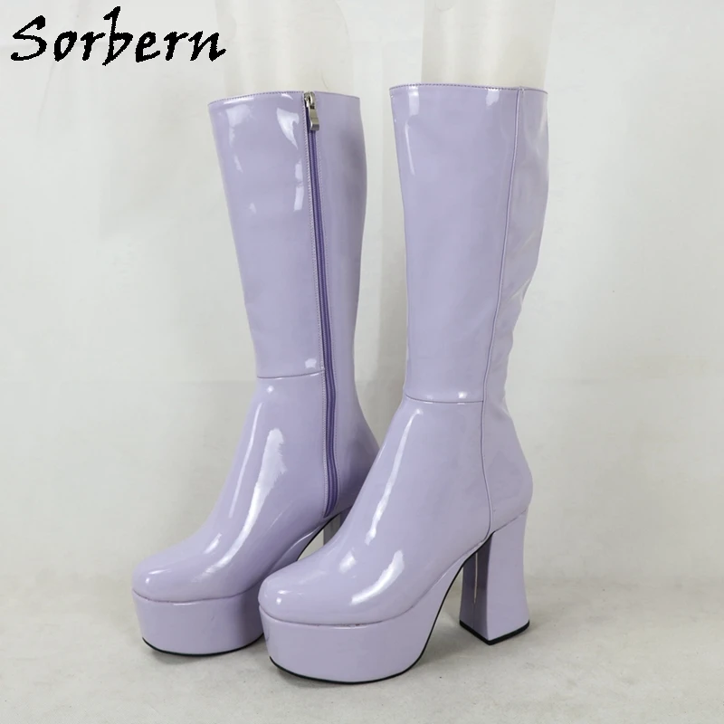 

Sorbern Black Shiny Red Boots Mid Thigh High Lace Up Pointed Toe High Heel Stilettos Custom Shaft Length Leg Width