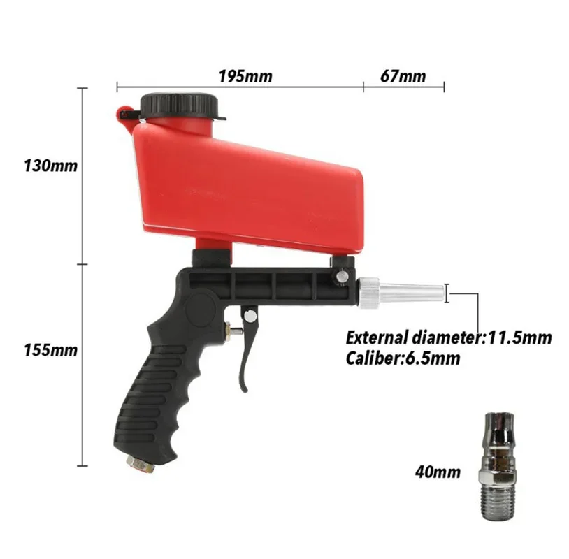 Pistola de chorro de arena ajustable de 1/2/4 piezas, máquina de chorro de  arena, pequeña, portátil, neumática