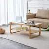 Rattan Coffee Table with Tempered Glass Top,Wood Coffee Table for Living Room,Glass Top Coffee Table with Imitation Rattan 4