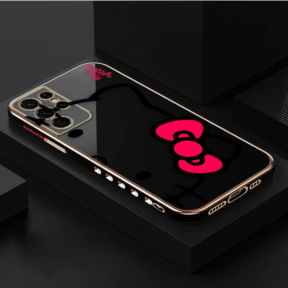 thumbnail image 1 of Smooth E-TPU Phone Case For Samsung Galaxy S24 S23 S22 S21 S20 FE S10 S9 A01 A02 A03 PLUS ULTRA 5G Case Pink Art Hello Kitty Cat, 1 of 5