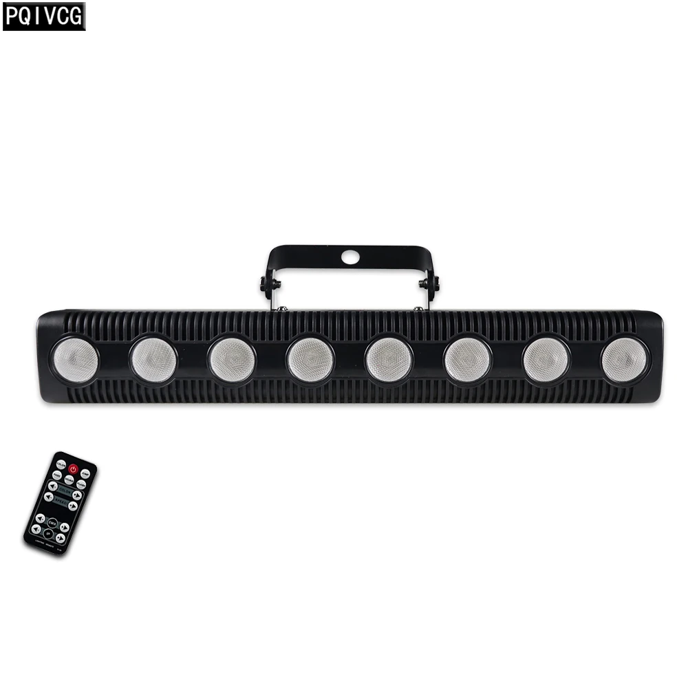 원격 8x12w RGBW 4in1 긴 스트립 LED 벽 세탁기 무대 염색 조명 DJ..