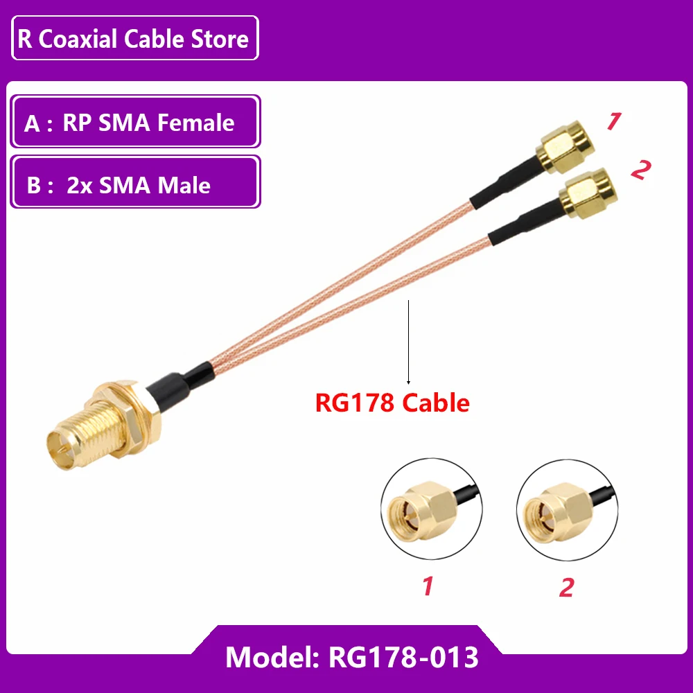 1PC SMA Female Bulkhead to 3 SMA Male Plug 1 to 3 Splitter Adapter RF Coaxial RG178 Pigtail Jumper WIFI Antenna Extension Cable