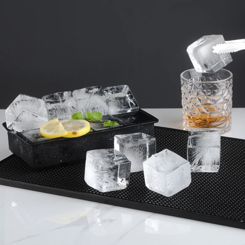 Large Square Ice Cube Mold Maker Big Cubitera Ice Cube Trays for Freezer Silicone  Moulds with Lid for Whiskey Cocktails Bourbon