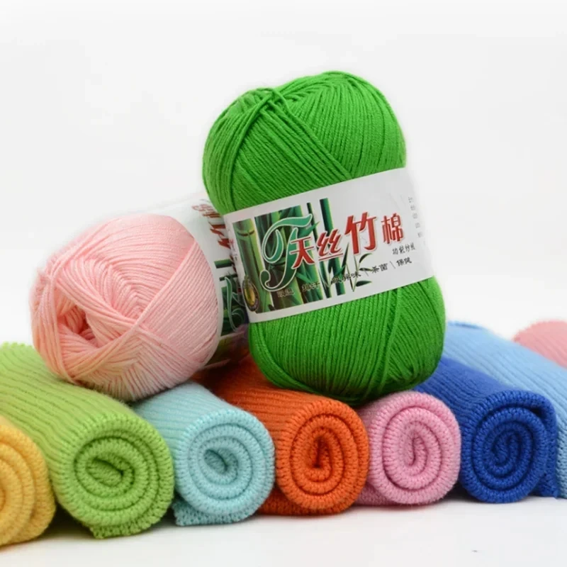 2pcs Yarns for Kniting Bamboo Cotton Yarn Bamboo Fiber Cotton Warm Soft Natural Threads Tshirt Yarn