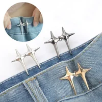 1Pair Cross Star Waist Buckle Adjustable Detachable Pants Clips Waist Tightener Nail-free Metal Button Snaps for Jeans Decor - Image 5