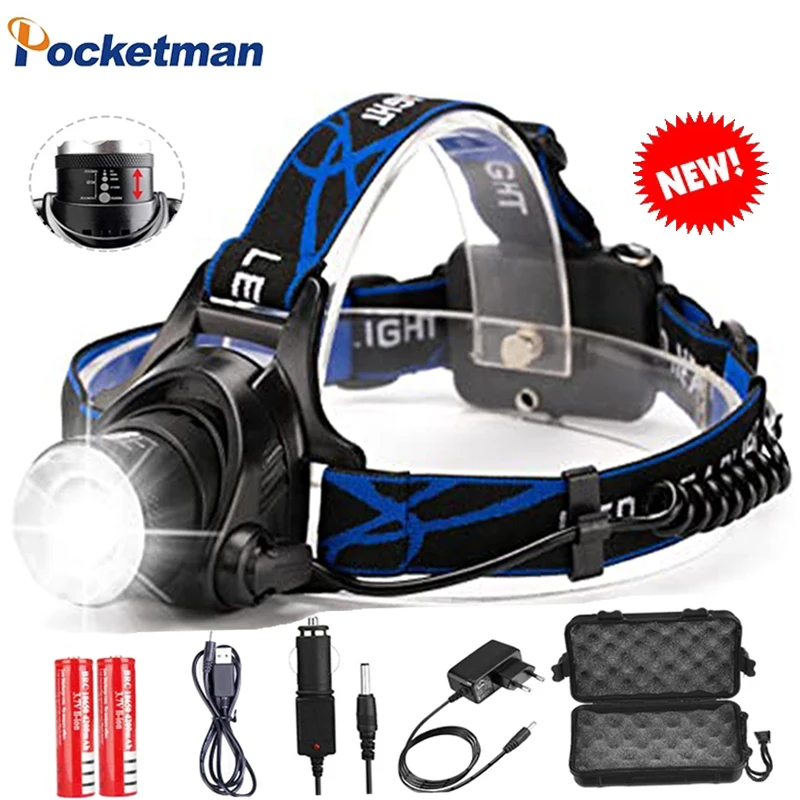 

Powerful V6/L2/T6 LED Headlamp DC Rechargeable Headlight Waterproof Zoomable Head Lamp Head Front Light Use 18650 Battery