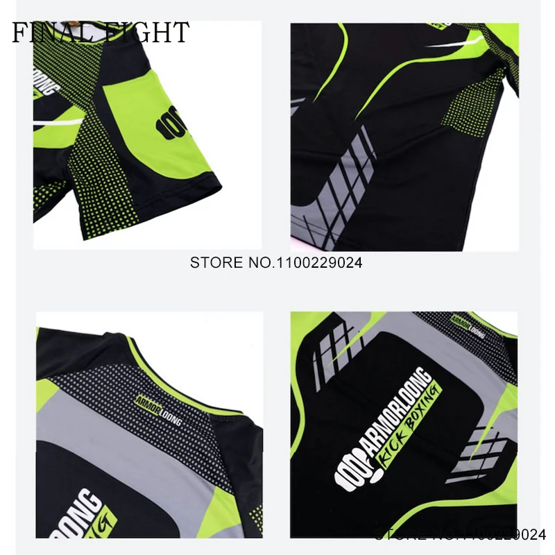 Kick Boxing Shorts T Shirt Set Men Women Muay Thai Training Shorts Compression BJJ MMA Martial Arts Kickboxing Grappling Uniform