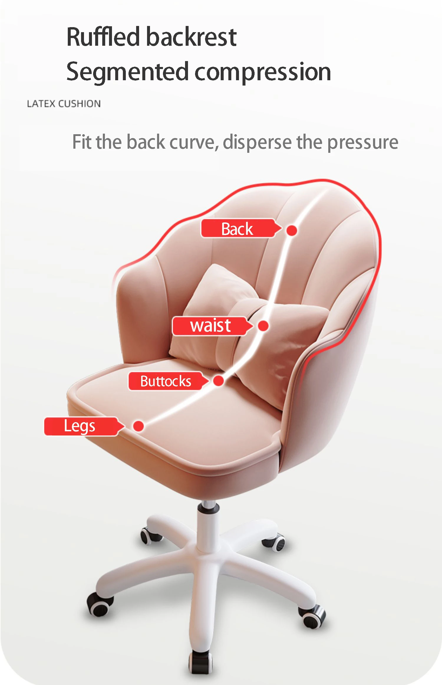 Description Picture 5 of itemComputer Chair Pink Cute Girl Office Home Comfortable Gaming Chair Desk Swivel Chair Bedroom Makeup Chair Boy Student Game Chair