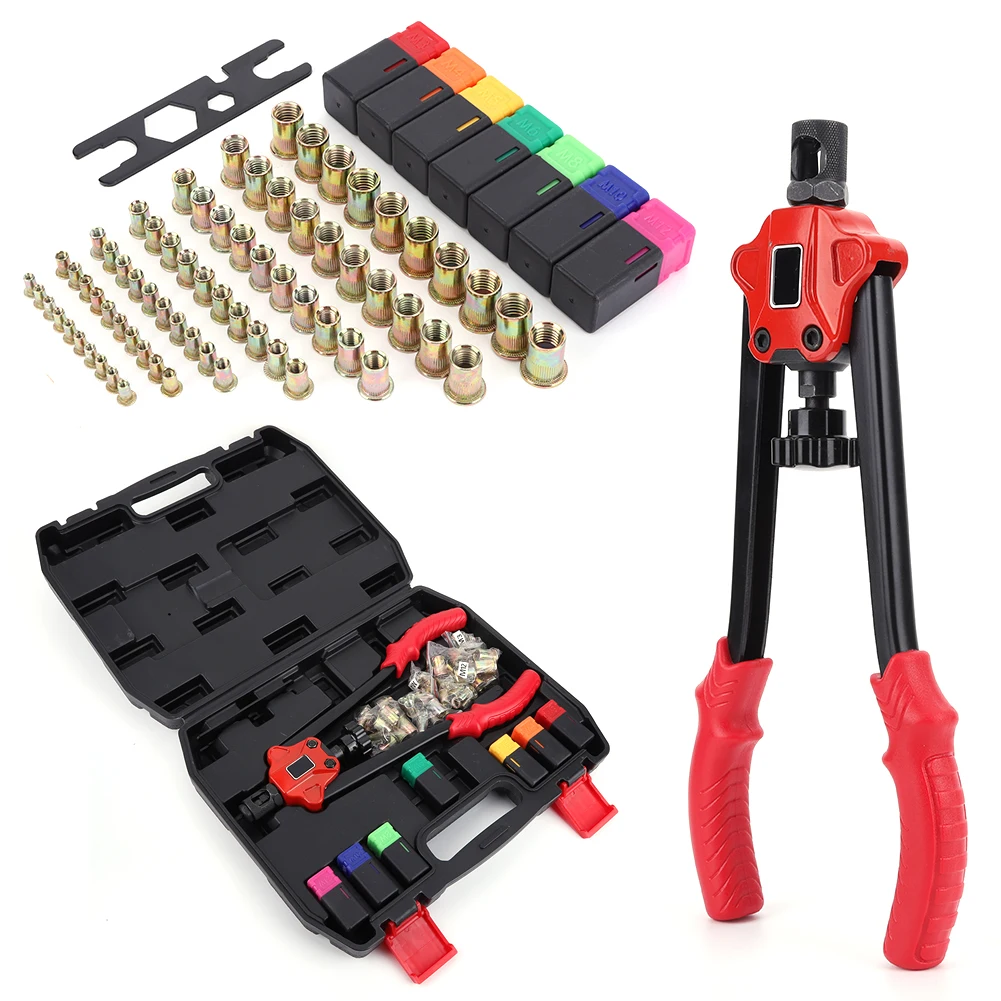 Rivet Nut Tool M3 M4 M5 M6 M8 M10 M12 Hand Riveter Rivnut Tool Kit Hand Threaded Rivet Nut Gun for Sheet Metal & Automotive Work 4