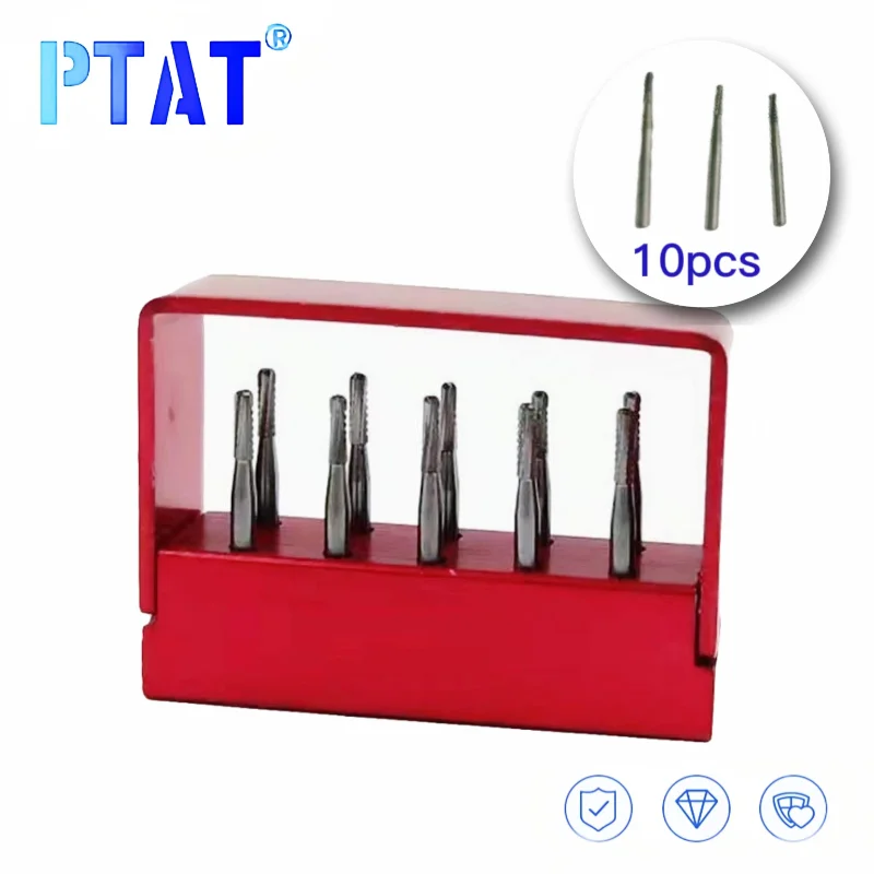 10pcs/set High Speed Dental Tungsten Steel Carbide Burs Crown Metal Cutting Burs Dentist Tools