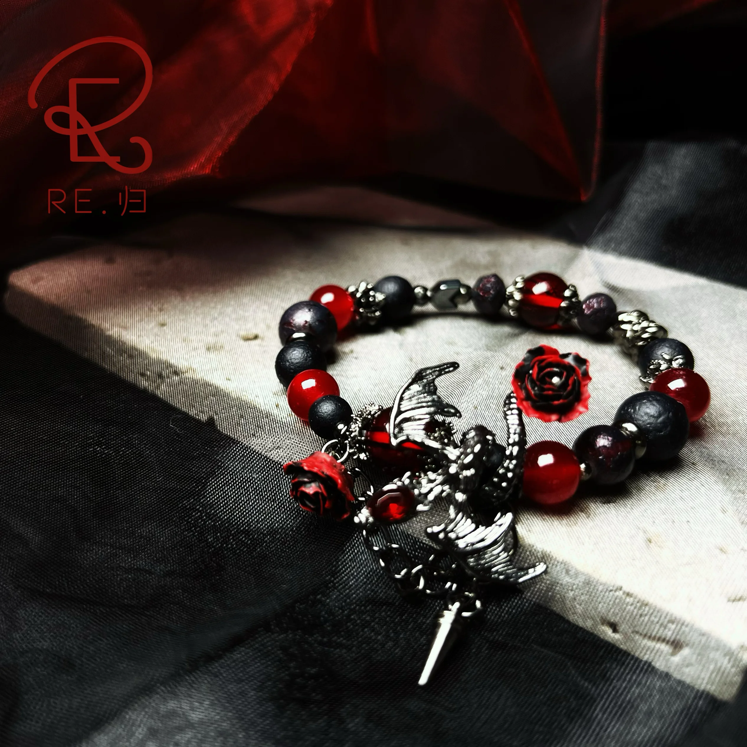 Anime Love and Deepspace Sylus Cosplay Dragon Rose Beaded Bracelet
