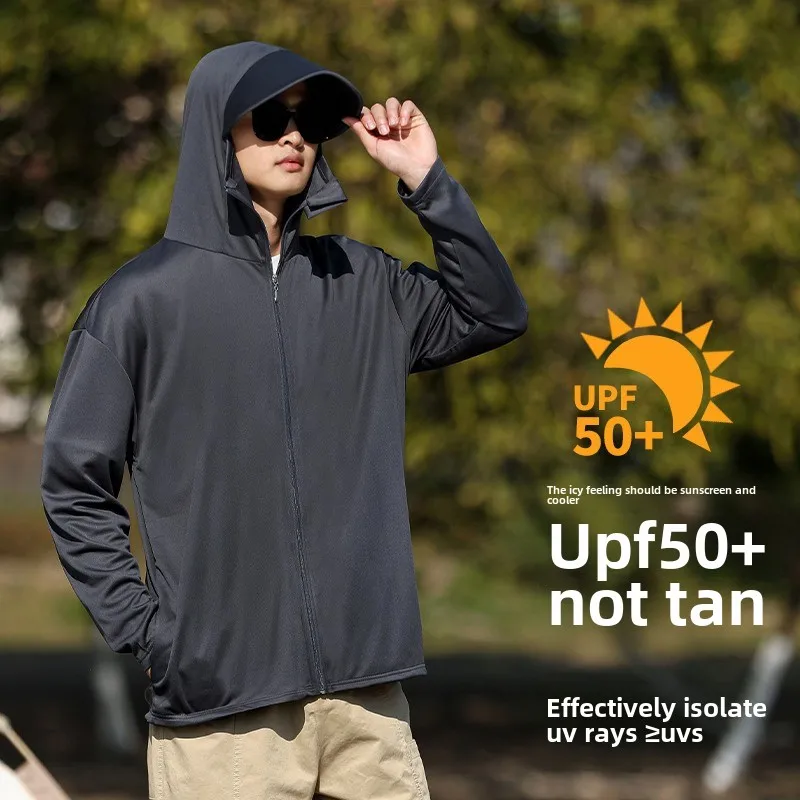 UPF50+ Motorbike Riding Jacket Ice Silk Sun Protection Clothing Men Women Outdoor Anti-UV Fishing Riding Sunscreen Skin Clothing