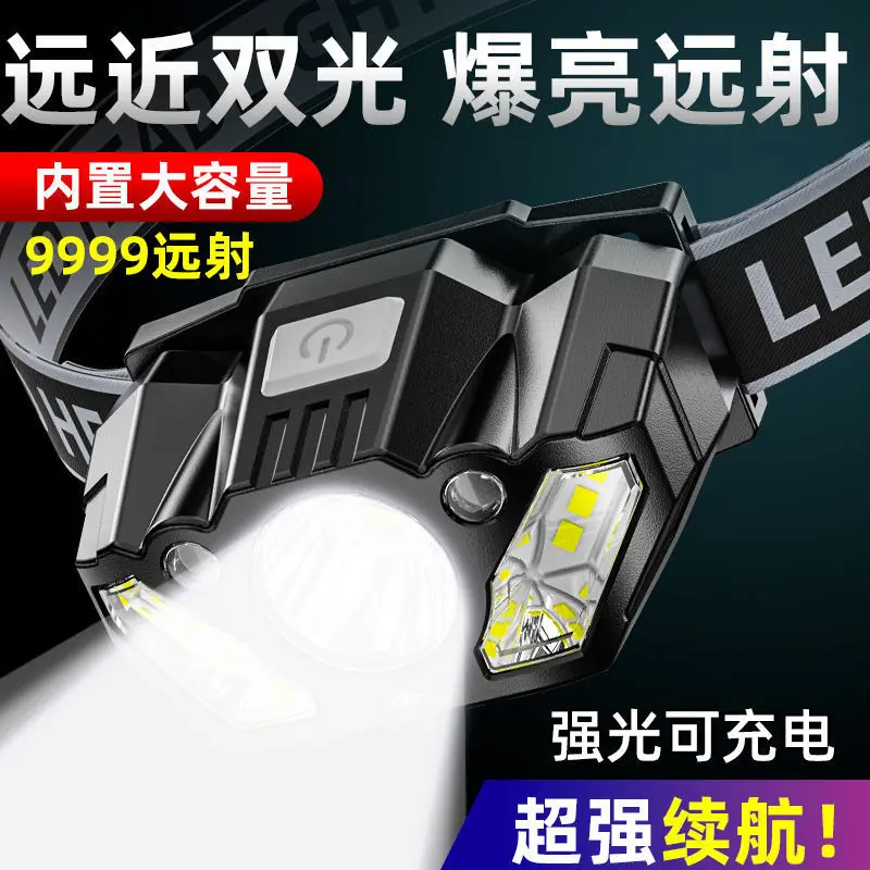 Head Flashlight Head Flashlight Super Bright Headlamp Led Sensor Light Waterproof Torch Lantern Type-c Rechargeable Outdoor Camping Fishing
