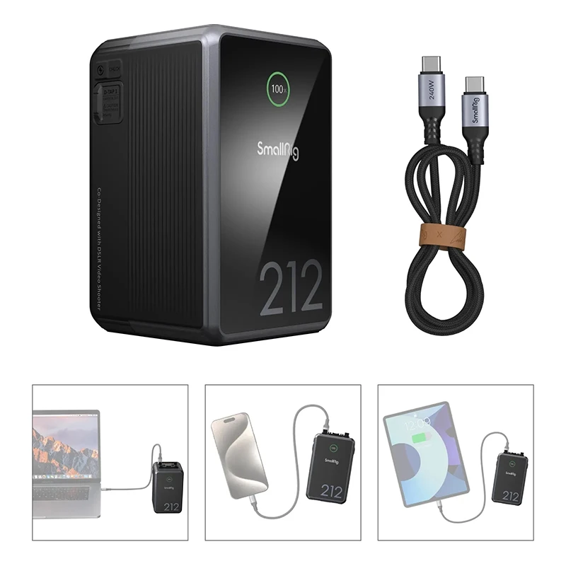 Camera batteries SmallRig VB212 Mini V-Mount Battery 140W 212Wh Fast Charging High-Capacity Type-C/D-TAP Input/Output For Phone Cameras 4293
