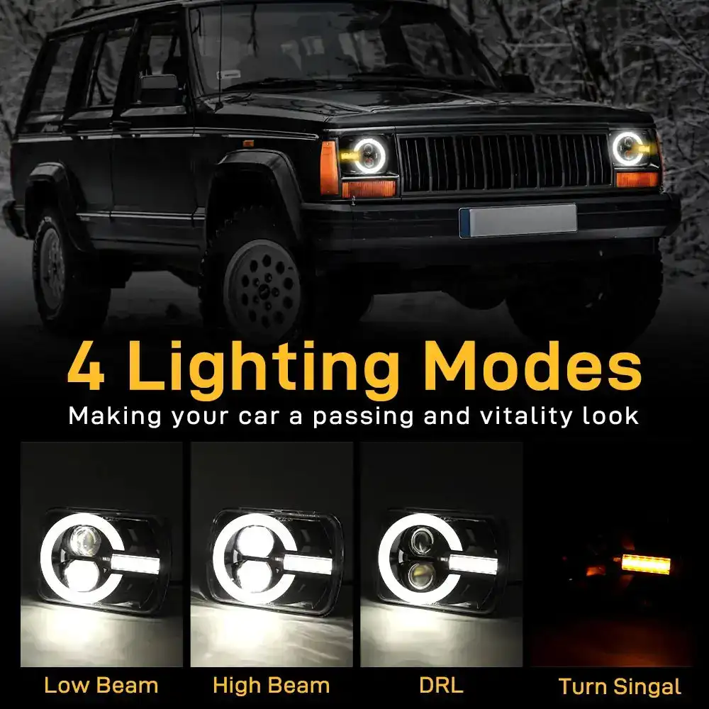 Led Headlight 5x7 Inch Drl Turn Signal Hi-Lo Beam Led Headlamp for Toyota Pickup