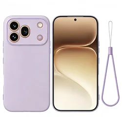 Fashionable Solid Color Shockproof Liquid Silicone Phone Case with Lanyard for Honor 600 Pro (Light Purple)