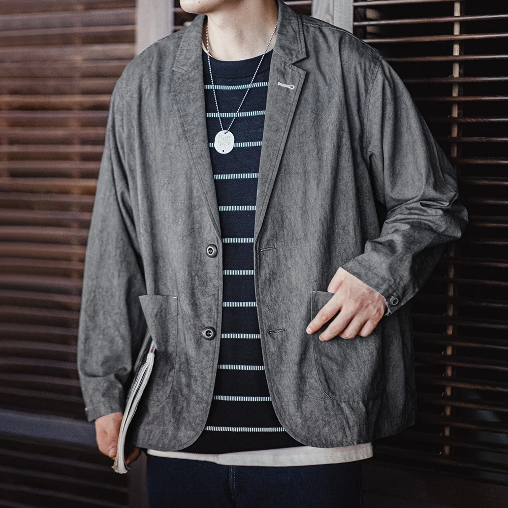 Mens Blazer Casual Suit with Irregular Pattern Design Lapel Loose Blazers Cotton Jacket For Men's Spring and Autumn