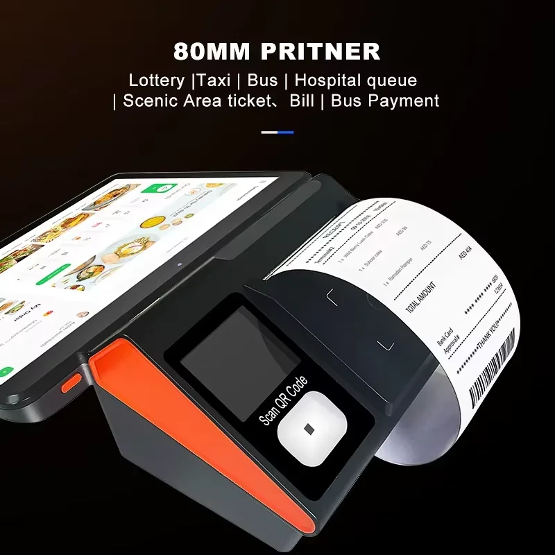 Munti Function 11 inch Android 12 POS Terminal with 80mm Printer Loyverse Desktop POS 4G WIFI BT Connection 2D Cash Register
