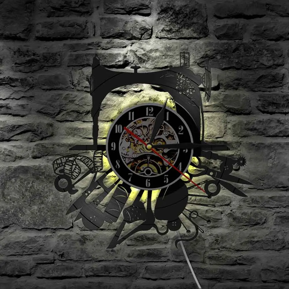Macchina Da Cucire Wall Art Hobby Wall Decor Craft Room Decor Vinyl Record Orologio Da Parete Bellissimo Segno Da Parete Per Designer Di Vestiti