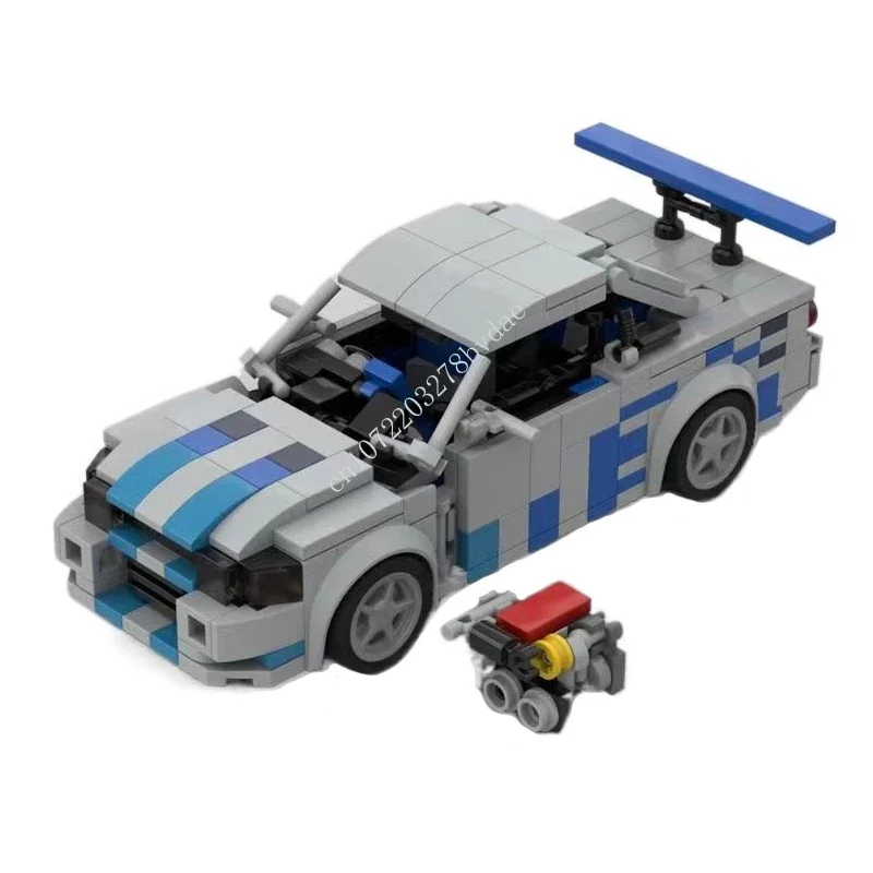 

452 шт. MOC скорость чемпионов Nissan GTR Skyline спортивная модель автомобиля строительные блоки технология Кирпичи DIY сборка детские игрушки подарки