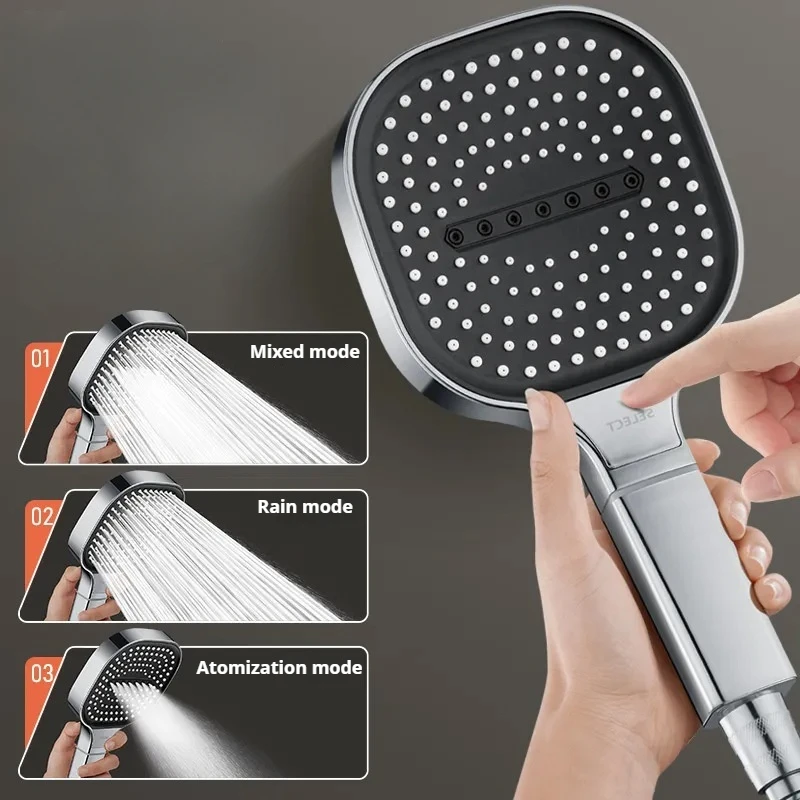 Square 3 Modes Large Panel Shower Head High Pressure Thickened Drop-resistant Rainfall Showerhead Bathroom Filter Shower Mixer Square 3 Modes Large Panel Shower Head High Pressure Thickened Drop-resistant Rainfall Showerhead Bathroom Filter Shower Mixer