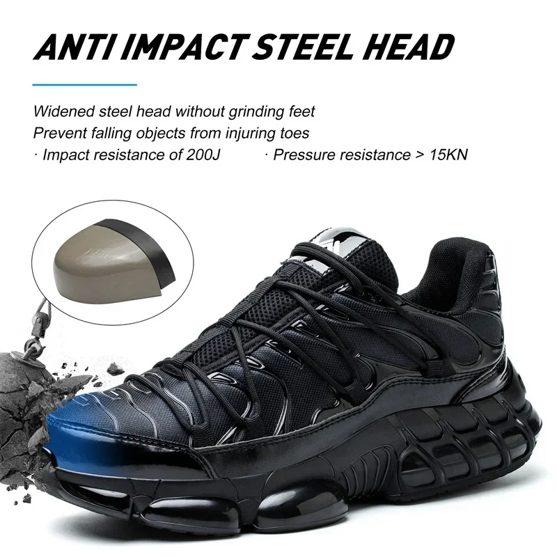 Mannen Luchtkussen Sport Veiligheidsschoenen Mode Werklaarzen Anti-Smash Anti-Punctie Onverwoestbare Schoenen Lichtgewicht Beschermende Schoenen
