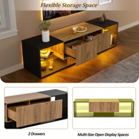 3-х уровневый шкаф для ТВ-консоли со светодиодной подсветкой, глянцевая ТВ-консоль с электроприводом 70 дюймов для гостиной, хранения в спальне — изображение 3