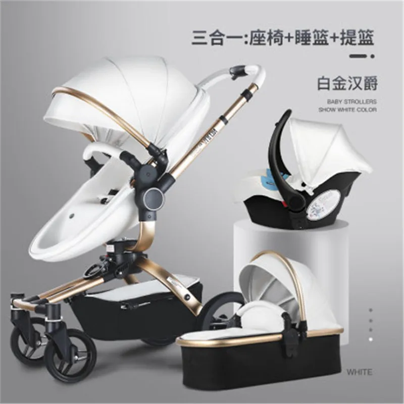 

Aoyunlong baby stroller Leather bidirectional high landscape stroller 360 degree turn reclining folding shock absorbent BB