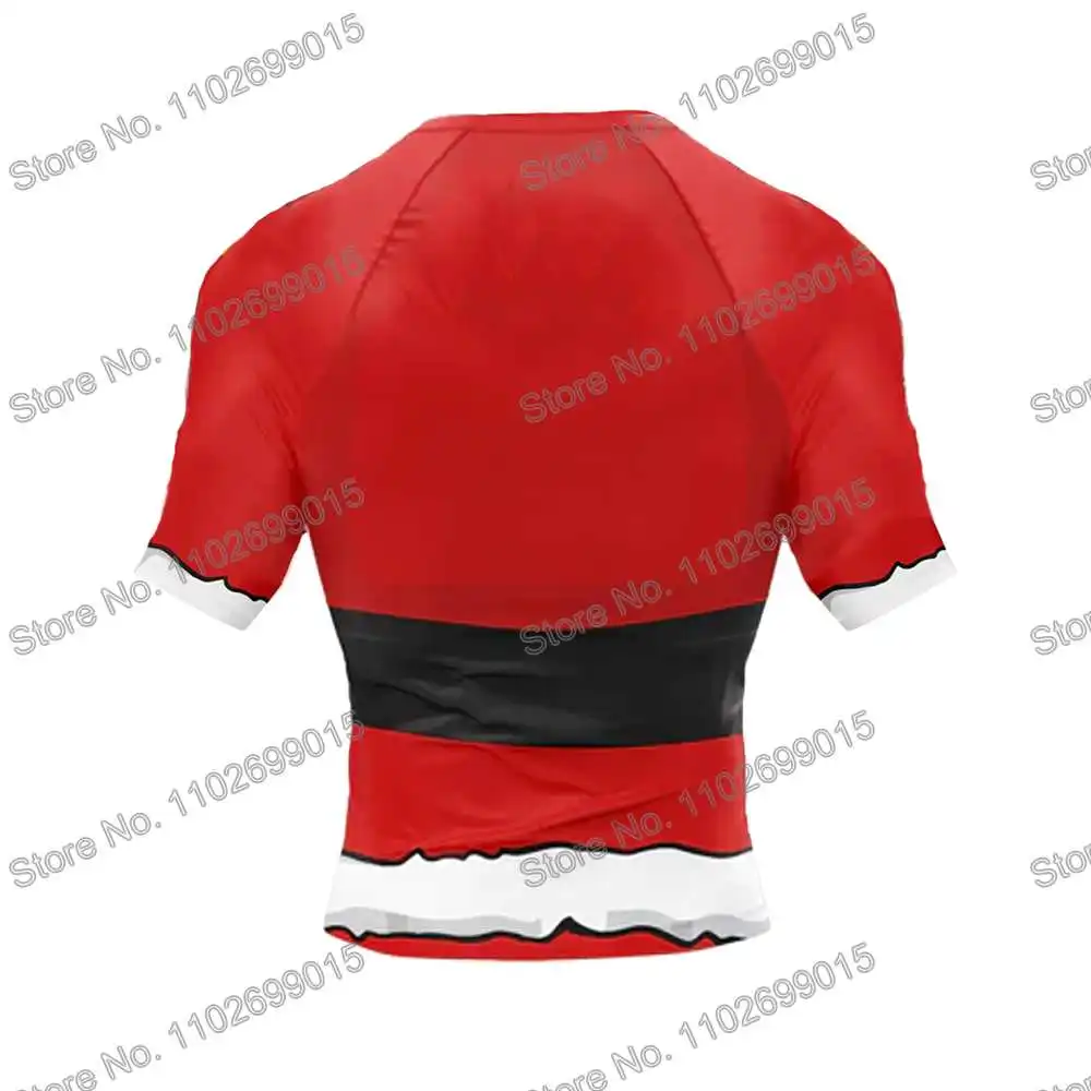 Santa Claus Xmas Surfing Clothing Swimsuit Men Rash Guard Short Sleeve UV Protection Diving Swimwear Summer UPF 50+ Beach Tights