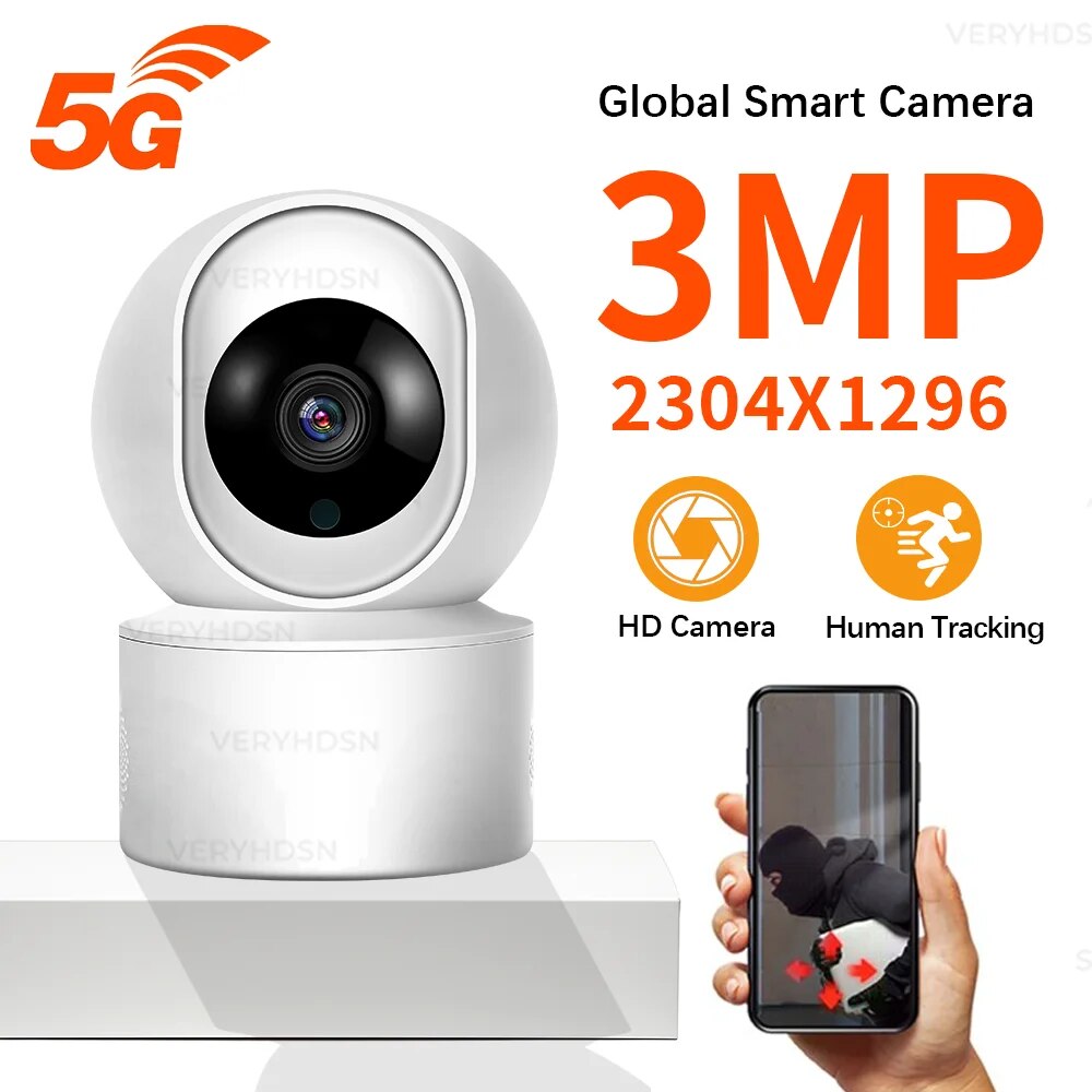 5G 3MP WiFi IP Camera Indoor CCTV Surveillance Camera Security AI Human Detect Auto Tracking Wireless Baby Monitor Night Vision