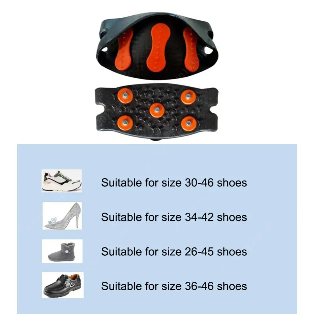 1 Pairs 5-Stud Snow Ice Claw Anti Slip Climbing Crampons Grips Unisex Shoes Boots Covers Outdoor Chain Shoe Spikes for Winter