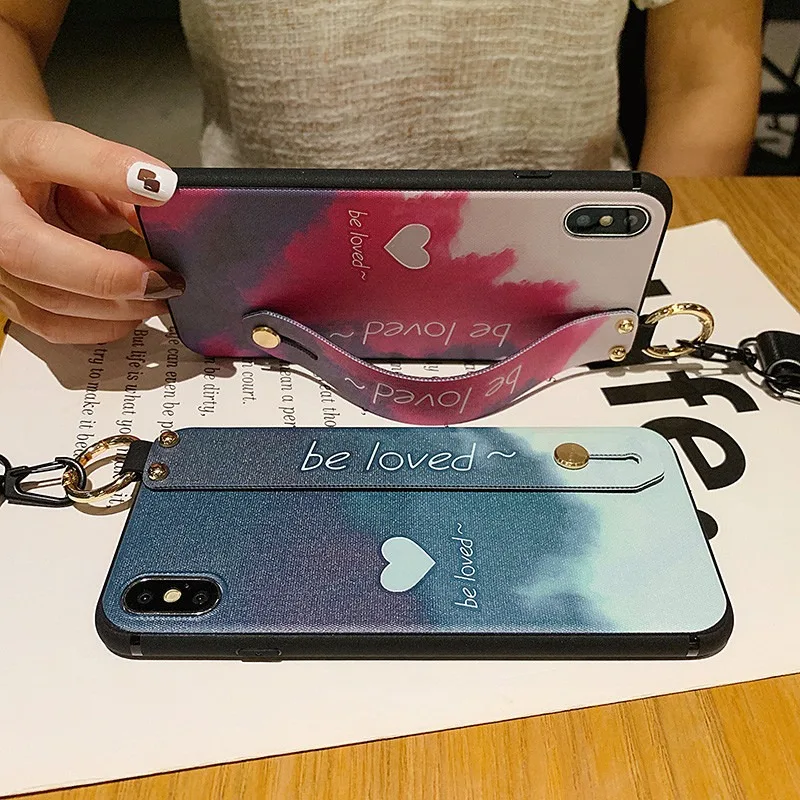 Watercolor Wrist Strap Lanyard Phone Case Holder Cover