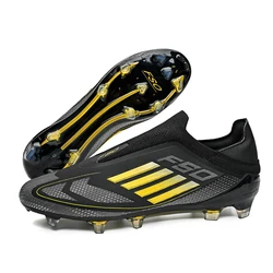 Elite Men's Non - Slip Soccer Cleats - Breathable & Comfortable Outdoor Sports Footwear with Long Spikes - 45 (Black FG)