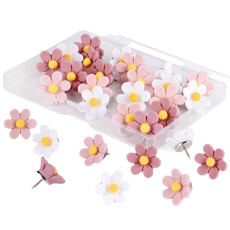 20/30Pcs Flower Push Pins Cork Notice Board Thumb Tacks Drawing Pins Map Office Notice Board Bulletin push pins