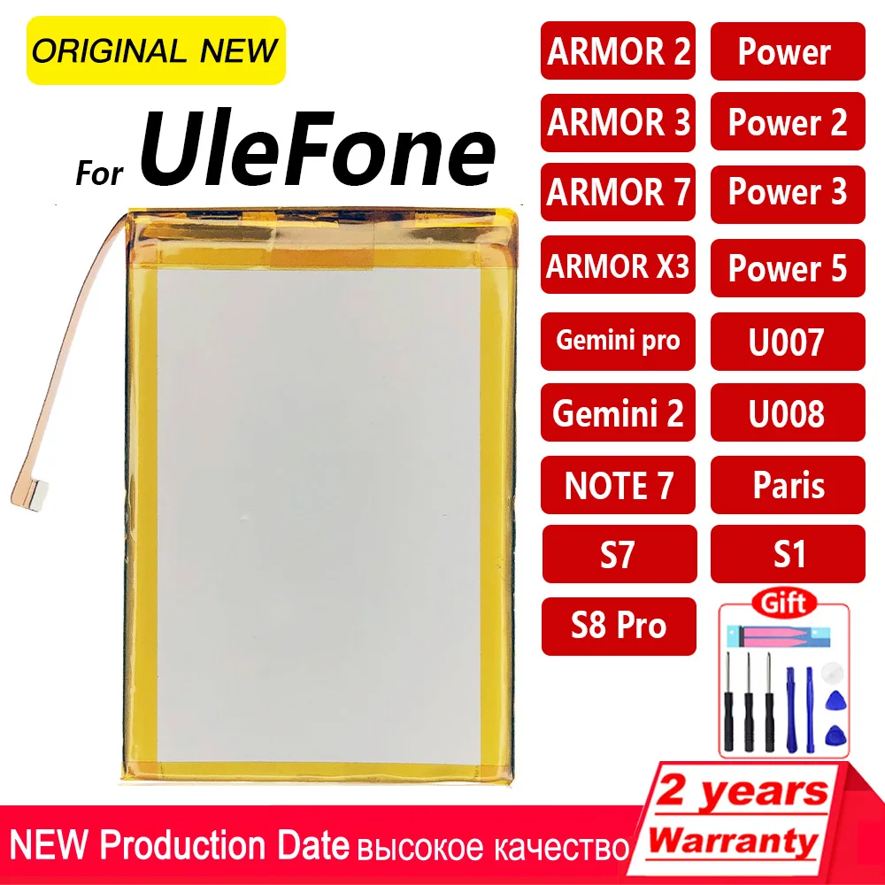 

Original For Ulefone ARMOR 2/3/7/X3/Power 2/3/5/Gemini Pro T1/2/Paris/NOTE 7/S11/S1/S7/S8/U007/U008 Battery SmartPhone Batteria