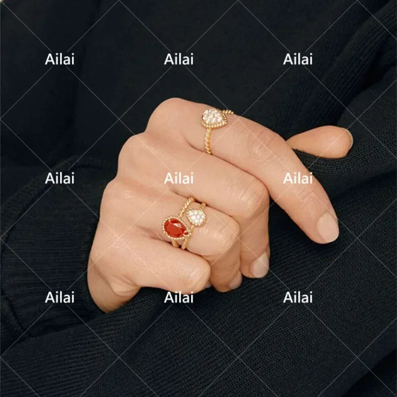 인기 패션 브랜드 S 지르콘 워터 드롭 모양 반지 여성용 절묘한 보헤미안 쥬얼리 연회 선물