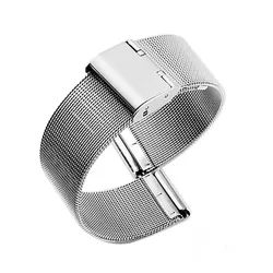 Elegant Black Milanese Mesh Stainless Steel Watch Band, Quick Release Design - 22mm (Silver)