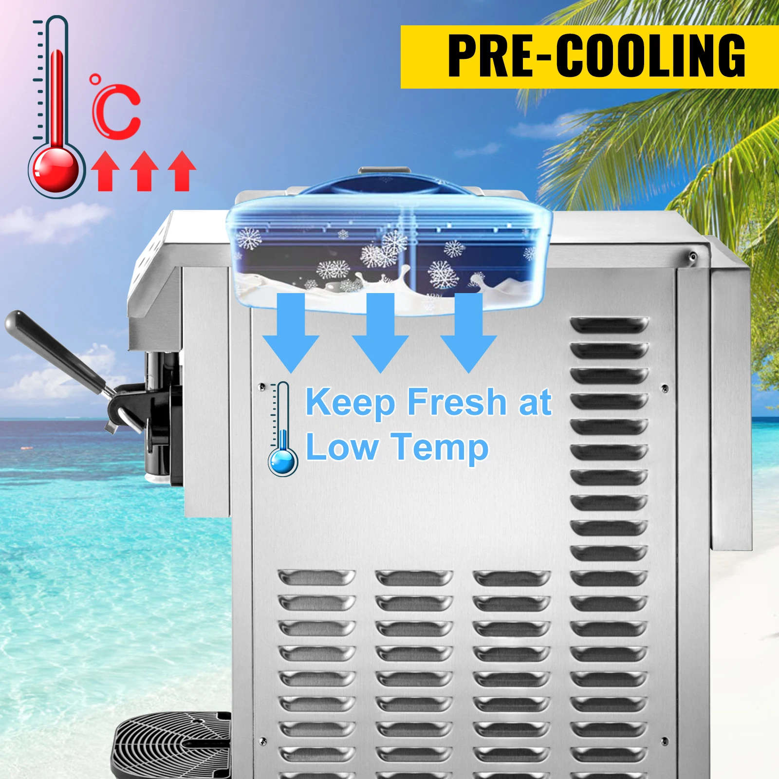VEVOR 13L/H Commercial Soft Ice Cream Maker Single-Flavor Benchtop 1200W Countertop Vending Machine for Business Snacks Drinks 4
