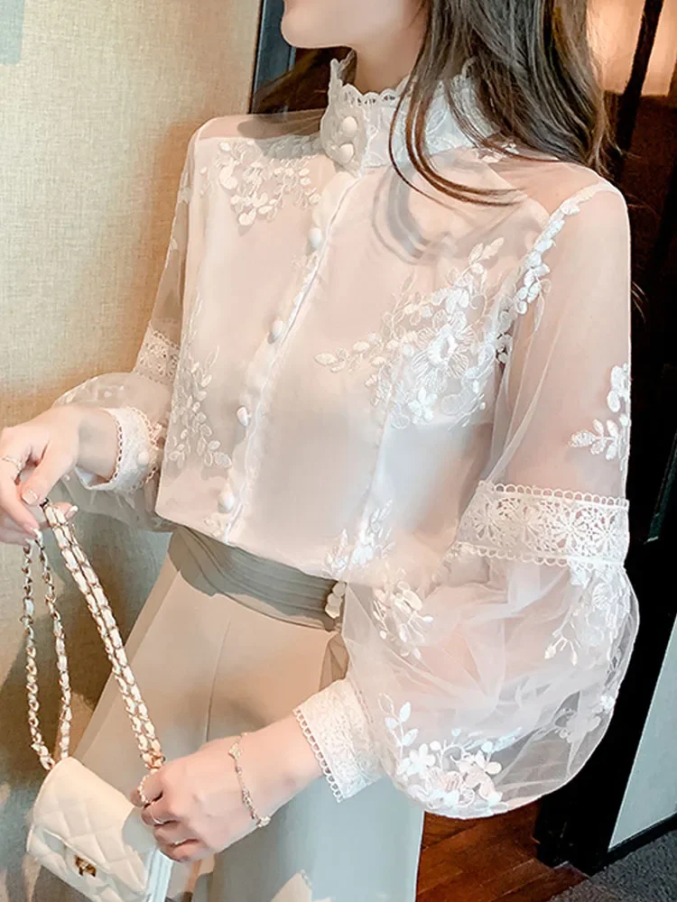 White Cloud Lace Tie Blouse - Watermelon