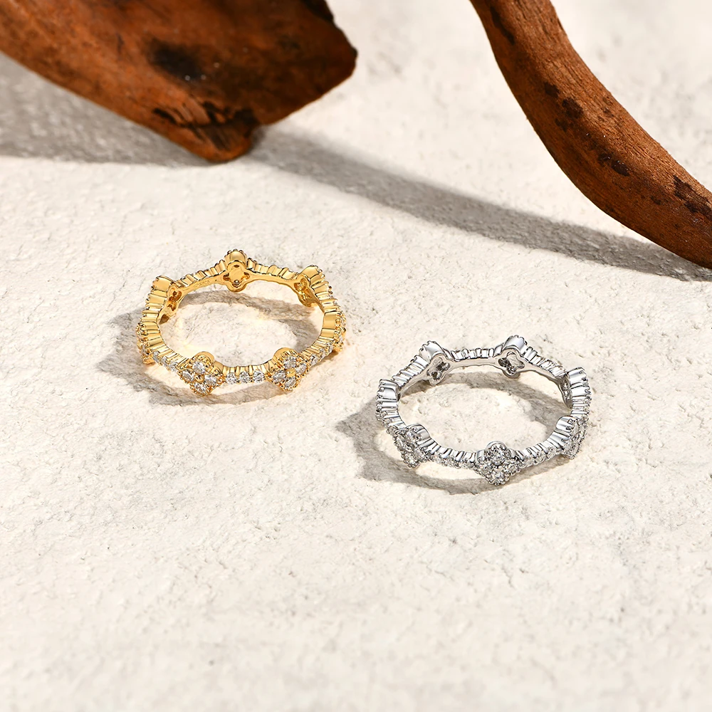 CHARMING Elegant DVVS1 Moissanite Rings 925 Sterling Silver 18K Gold Plated For Women Eternity Rings Wedding Fine Jewelry Gifts - Image 3